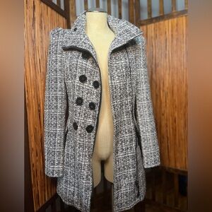 Bebe wool winter jacket, funnel neck, tweed, new w/tags, small